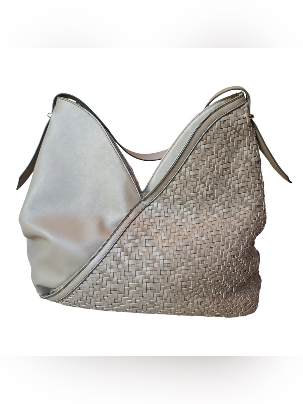 Sole Society Beige Woven Hobo Shoulder Bag